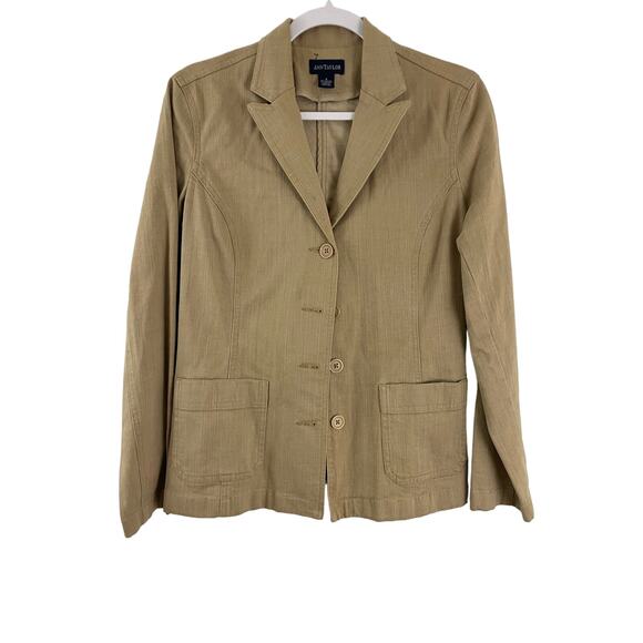 Ann Taylor Jackets & Blazers - Ann Taylor Size 4 Women's Blazer Jacket Brown Tan Button  Jacket Work Cotton